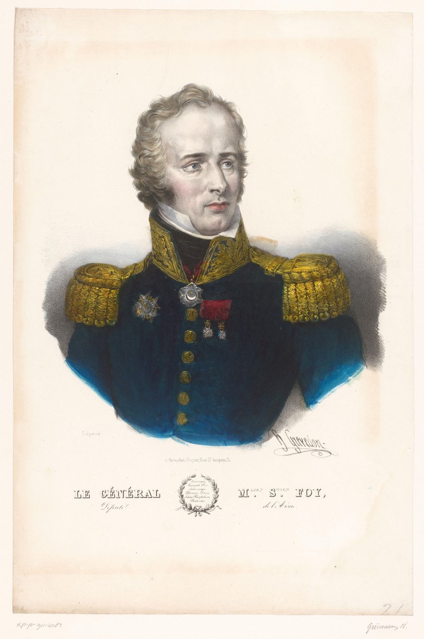 Portrett av Maximilian Sebastien Foy General M.lien S.tien Foy, MP for Aisne (tittel på objekt) Generals van het Keizerrijk (serietittel) av Henri Grevedon