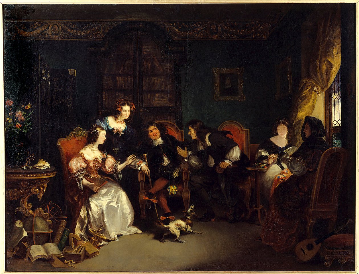 Trissotin og Vadius strides. Scene hentet fra Molieres stykke "Les womans savantes""; akt 3, scene 5 av Henri Hippolyte Poterlet