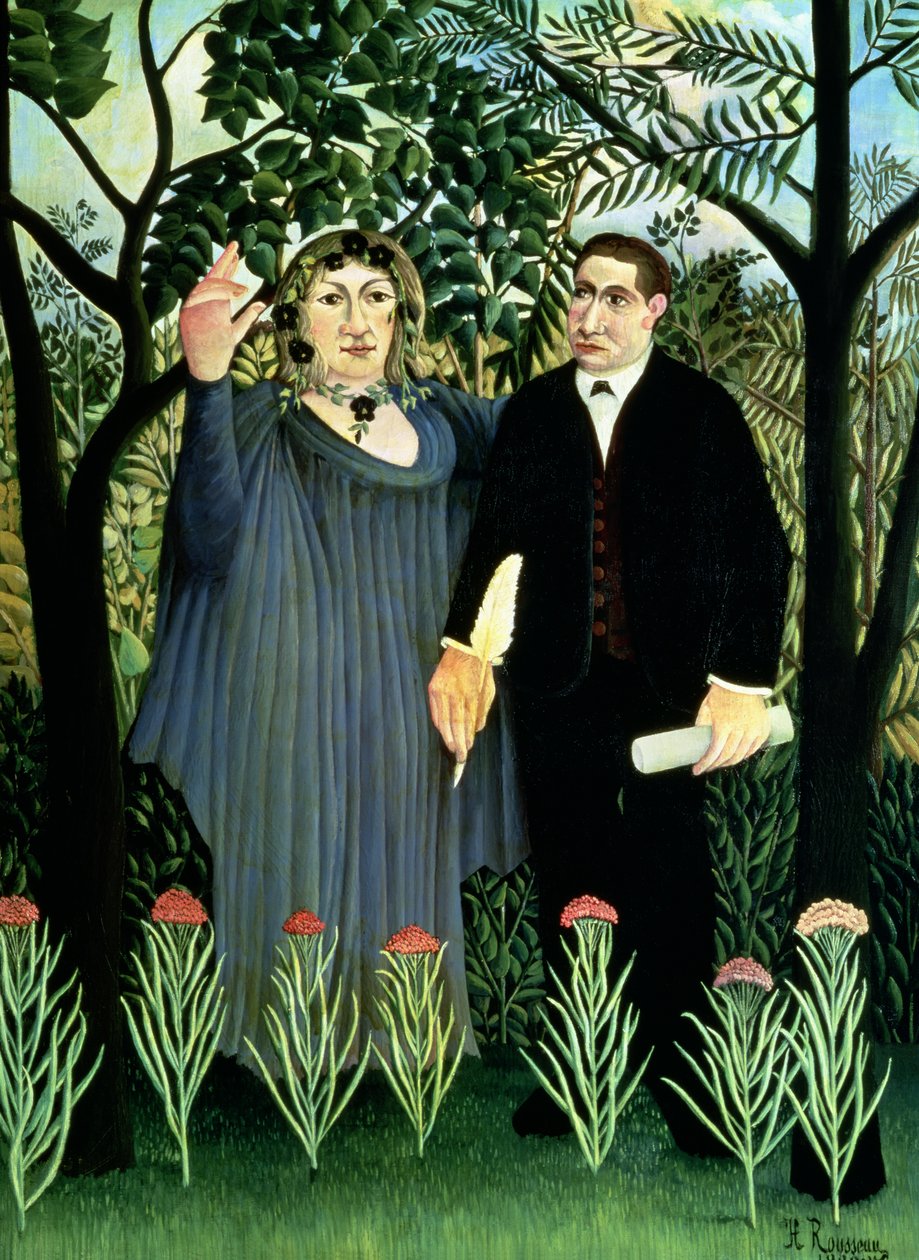 Musen som inspirerer poeten av Henri J.F. Rousseau