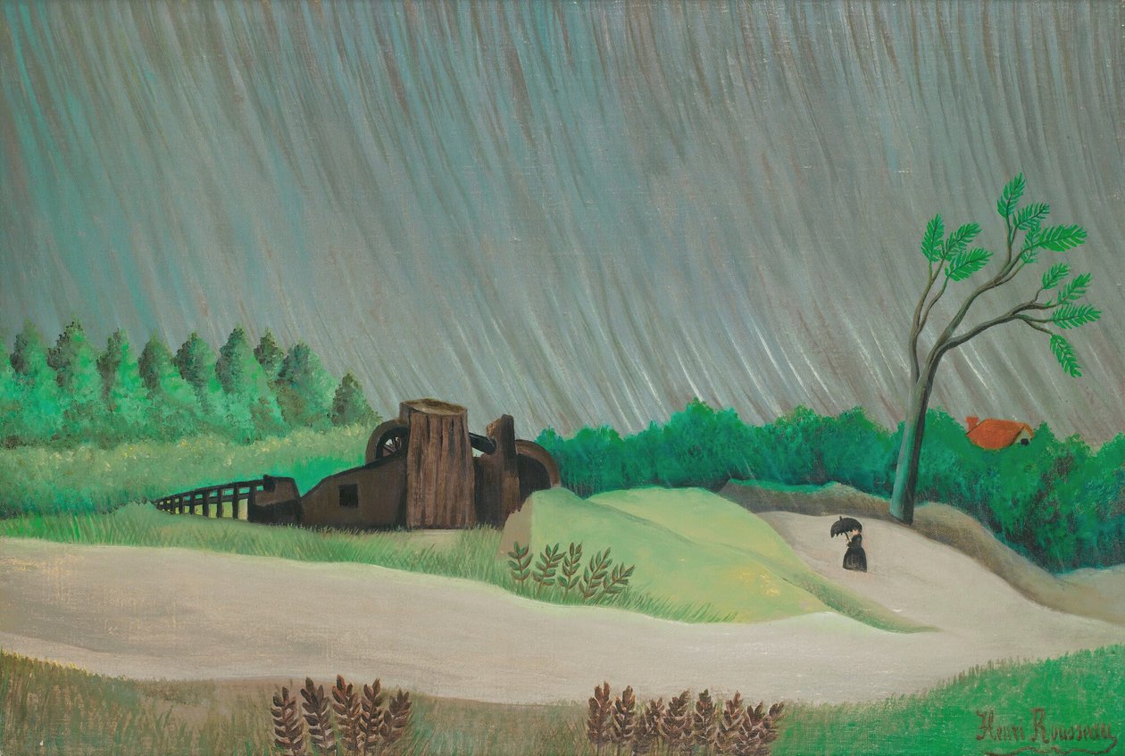 En regnfull morgen (olje på lerret) av Henri Rousseau
