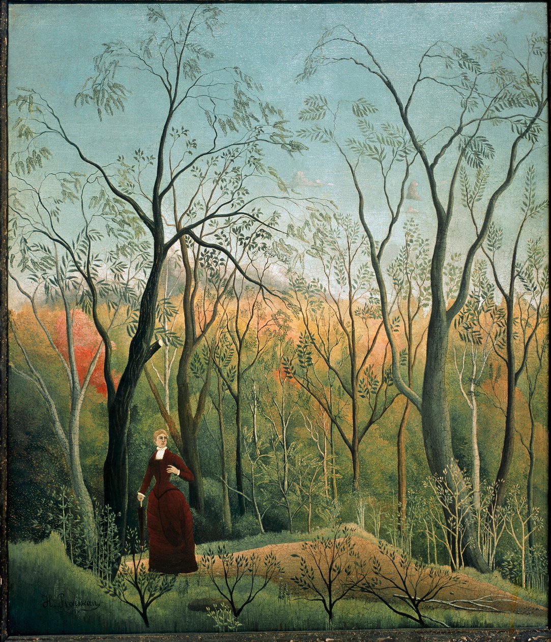 Gå i skogen Maleri av Henri Rousseau dit le Douanier Rousseau (1844-1910) 1886-1890 Søn. 71x60 cm Kunsthaus Zurich av Henri J.F. Rousseau