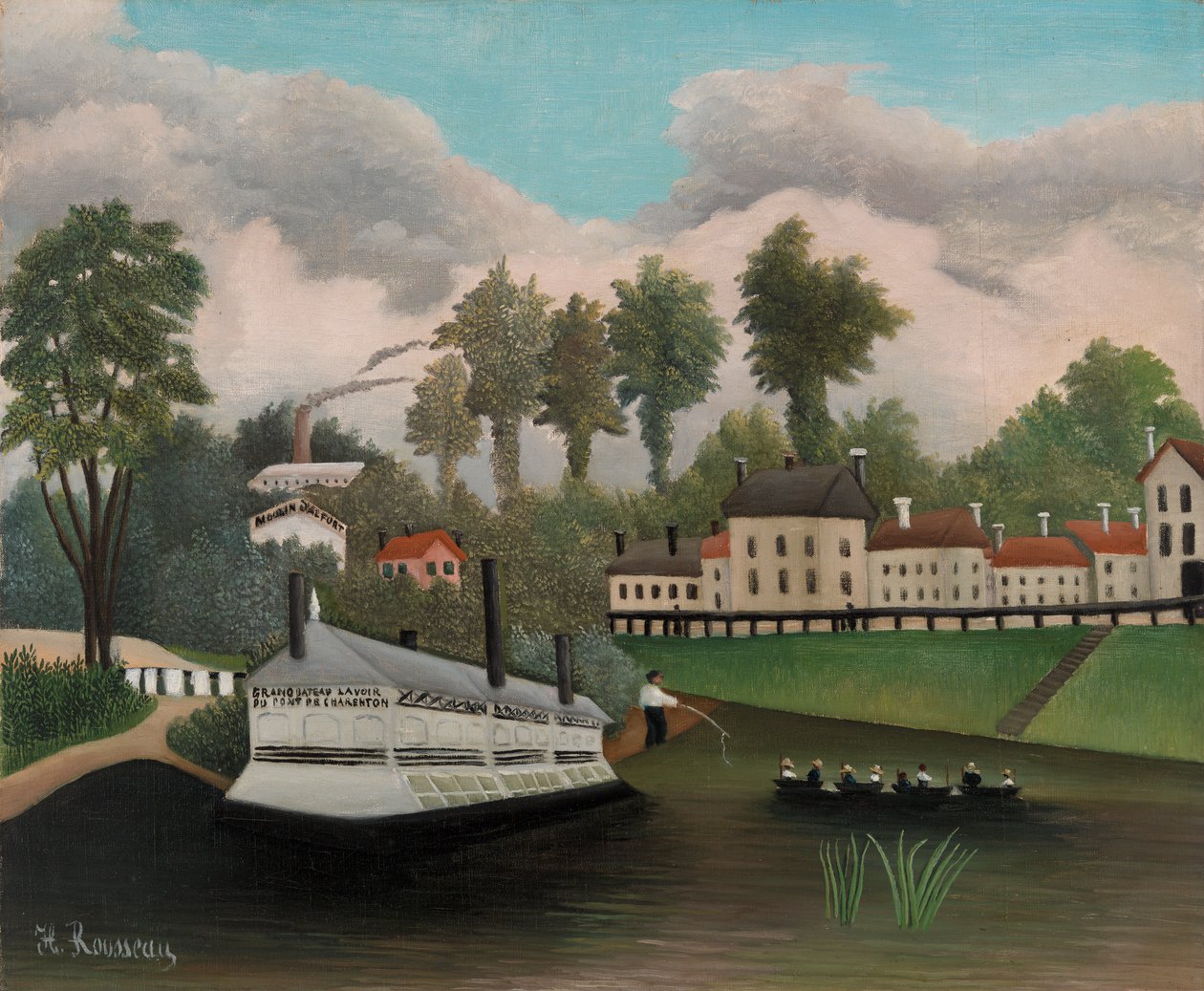 Stort båtvaskehus ved Pont de Charenton, 1895 av Henri J.F. 1844 1910 Rousseau