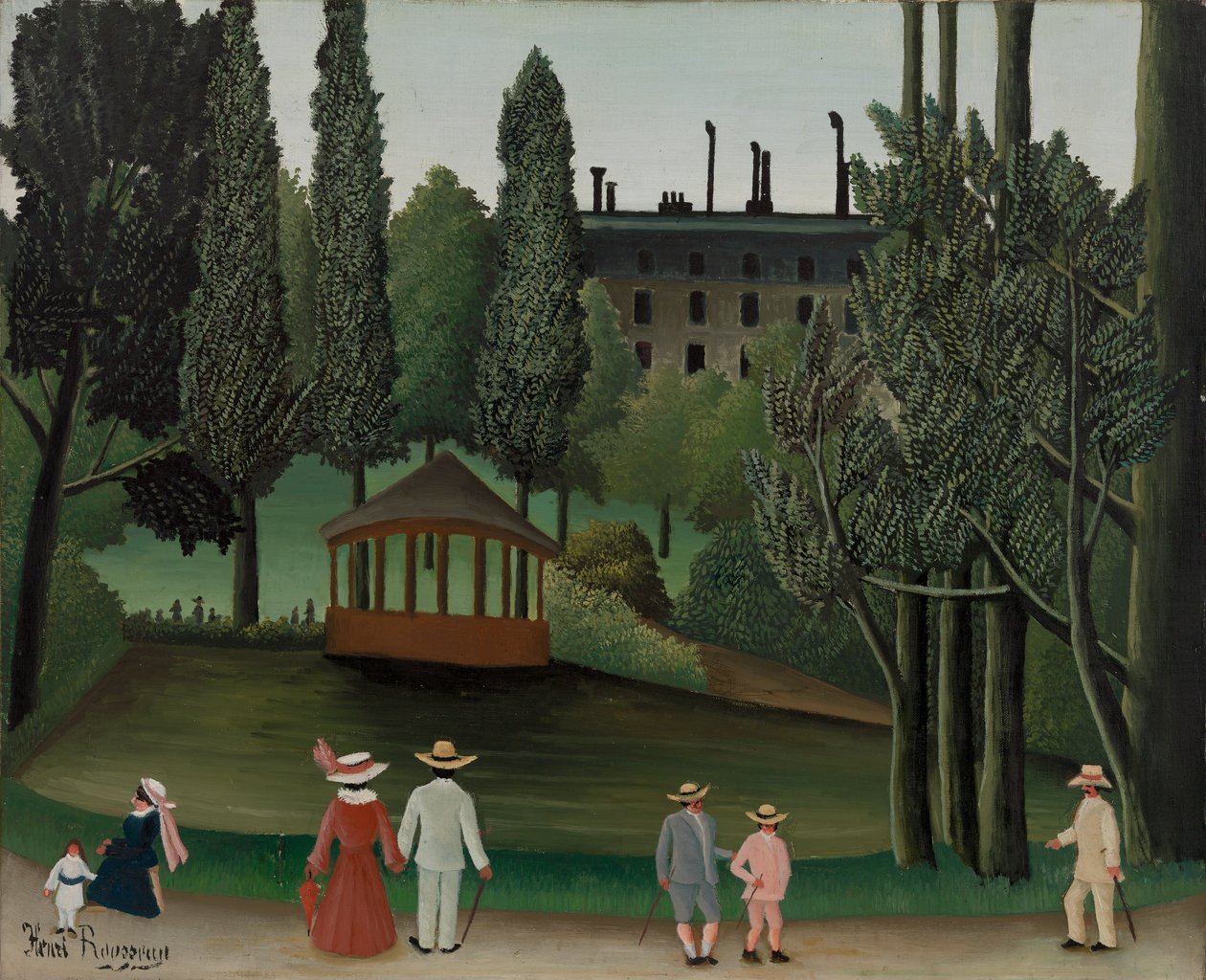 Utsikt over Montsouris-parken, kiosken, sannsynligvis 1908-1910 av Henri J.F. 1844 1910 Rousseau