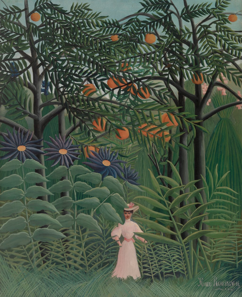 Kvinne som går i en eksotisk skog, 1905 av Henri J.F. 1844 1910 Rousseau
