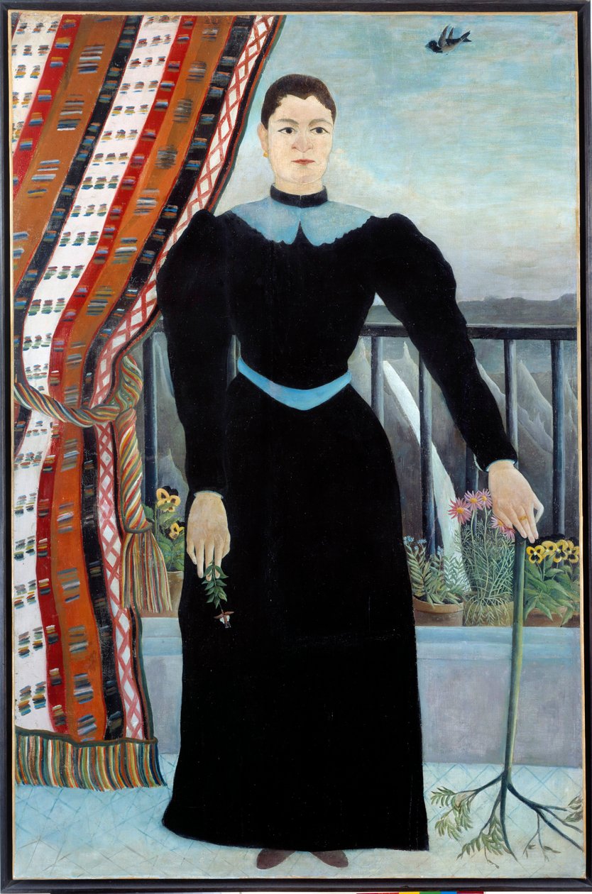 Portrett av en kvinne nær et vindu Maleri av Henri Rousseau dit Le Douanier Rousseau av Henri J.F. Rousseau