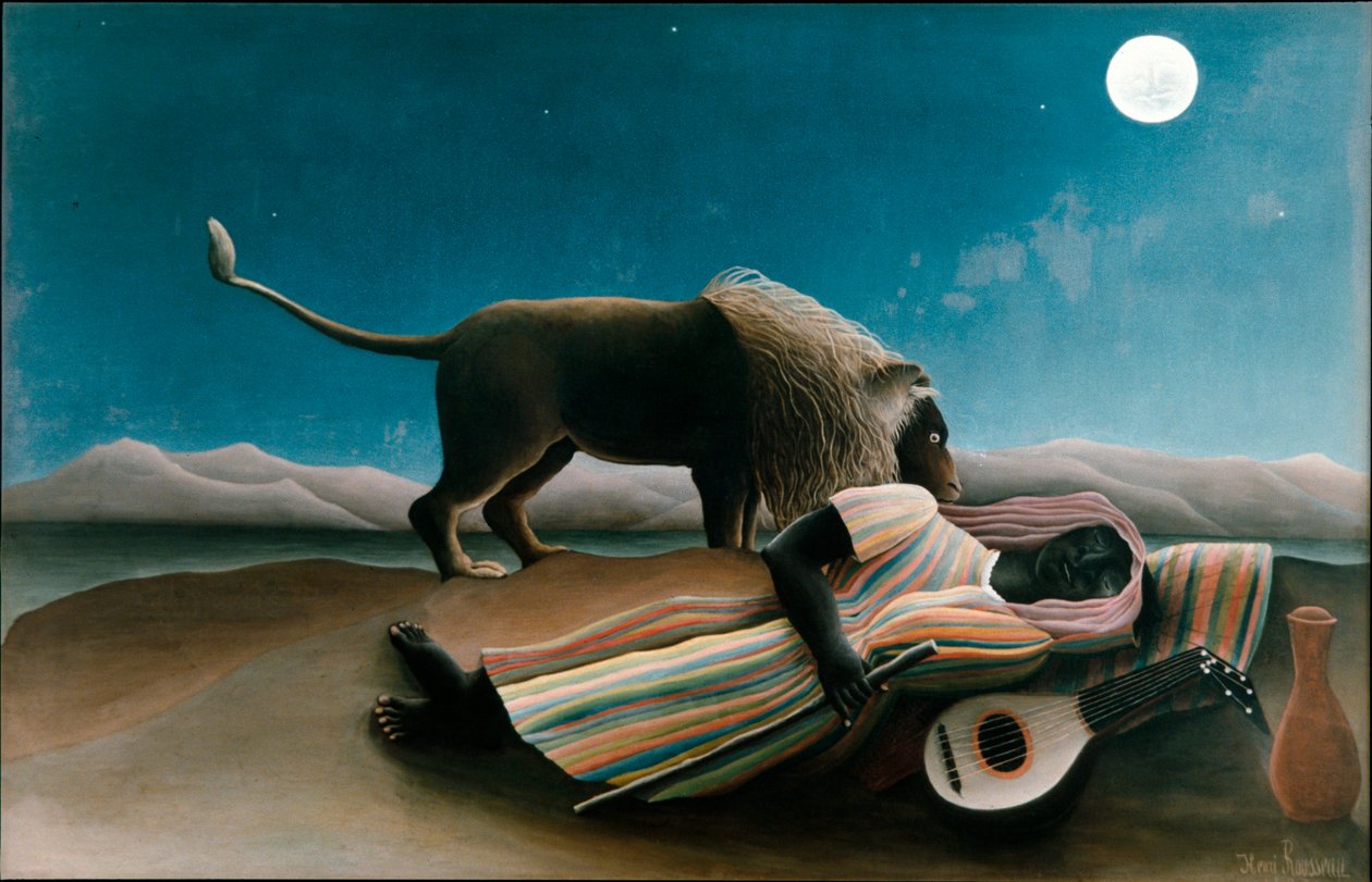 The Sleeping Gypsy Painting av Henry Rousseau dit le Douane Rousseau av Henri J.F. Rousseau