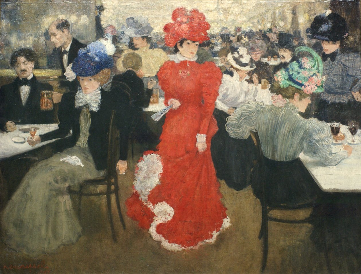 I Café d#39;Harcourt i Paris av Henri Jacques Edouard Evenepoel