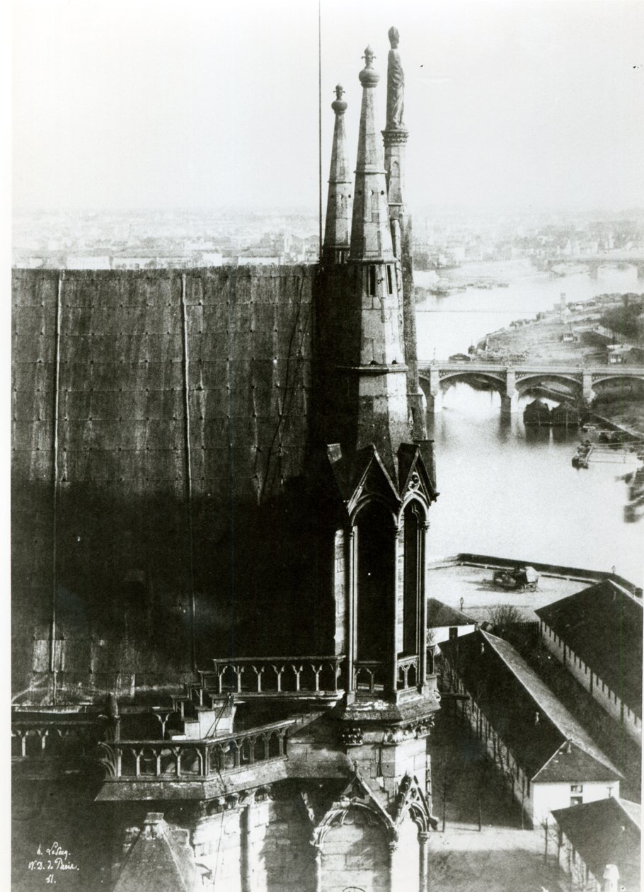 Utsikt over katedralen Notre-Dame i Paris og elven Seinen, ca. 1853 av Henri Jean Louis Le Secq