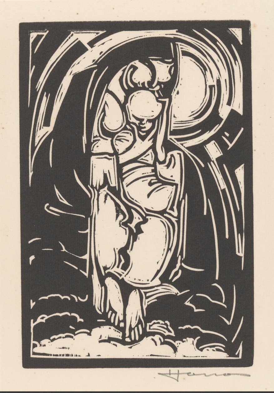 Figur som holder haken av Henri Jonas (signed by artist)
