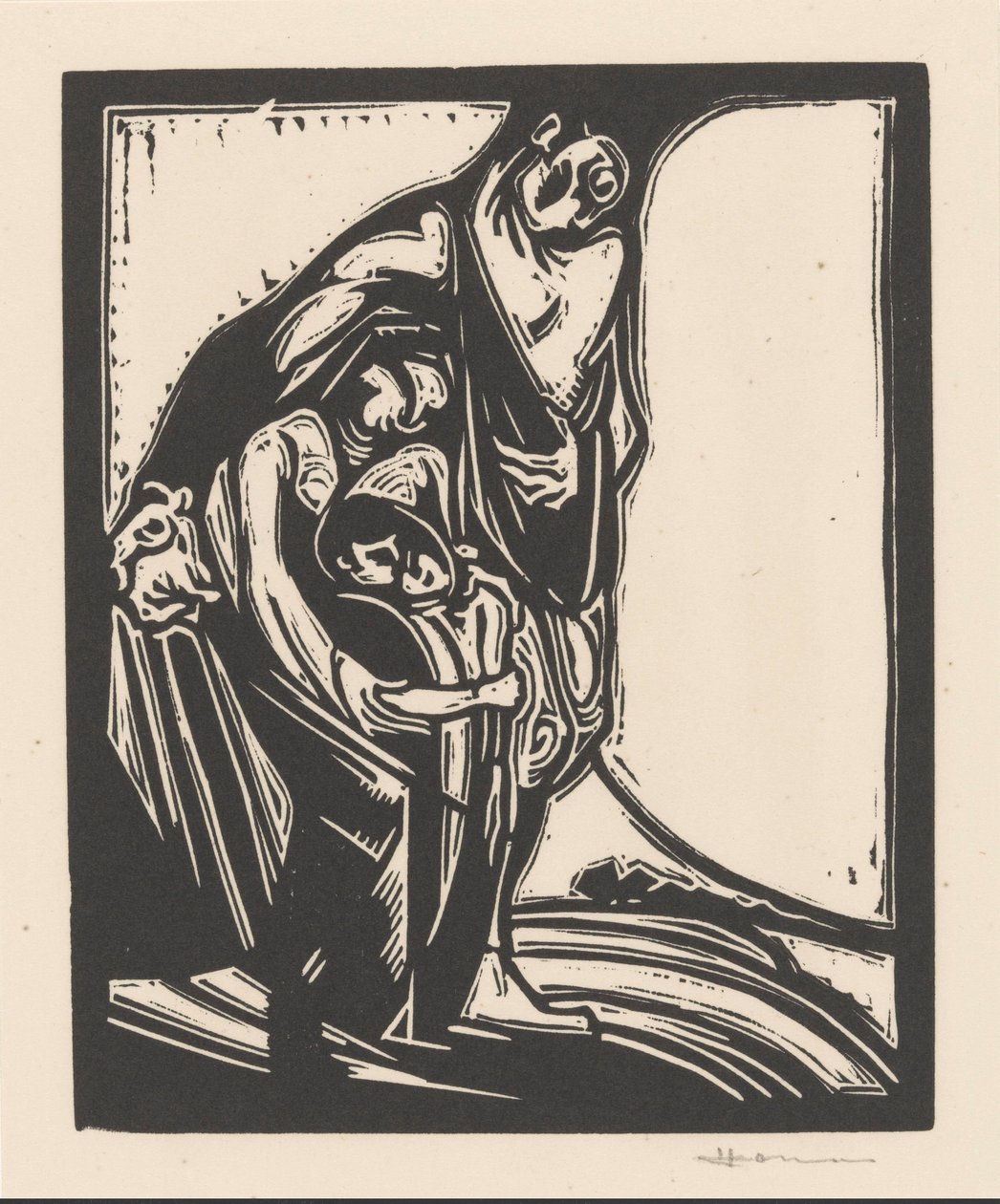 Mann, kvinne og barn av Henri Jonas (signed by artist)