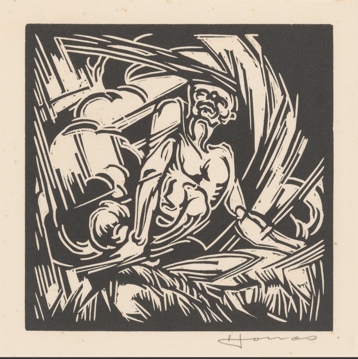 Personifisering av vinden av Henri Jonas (signed by artist)