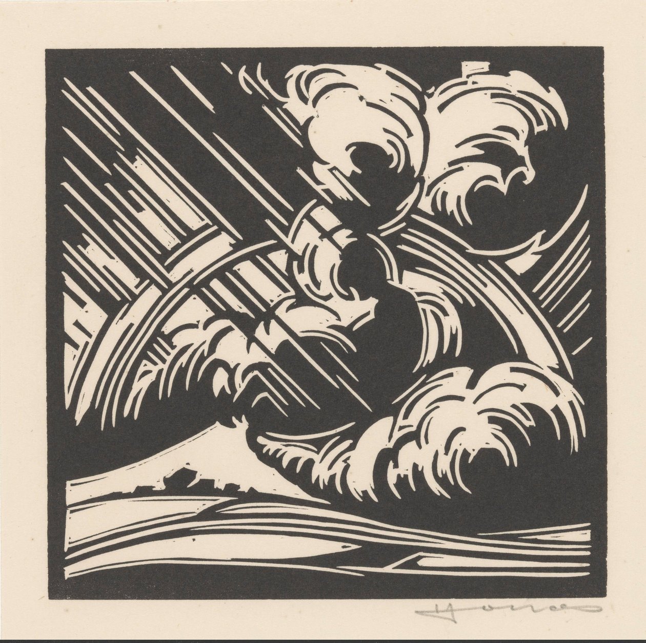 Storm over et landskap av Henri Jonas (signed by artist)