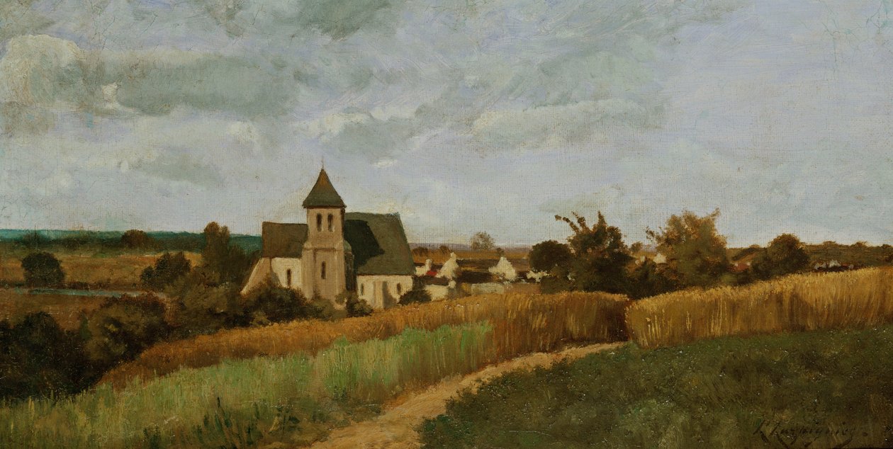 En landsby på høstetid av Henri Joseph Harpignies