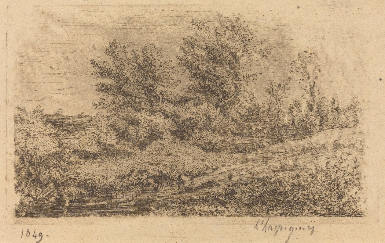 Stand av trær på en elv av Henri Joseph Harpignies
