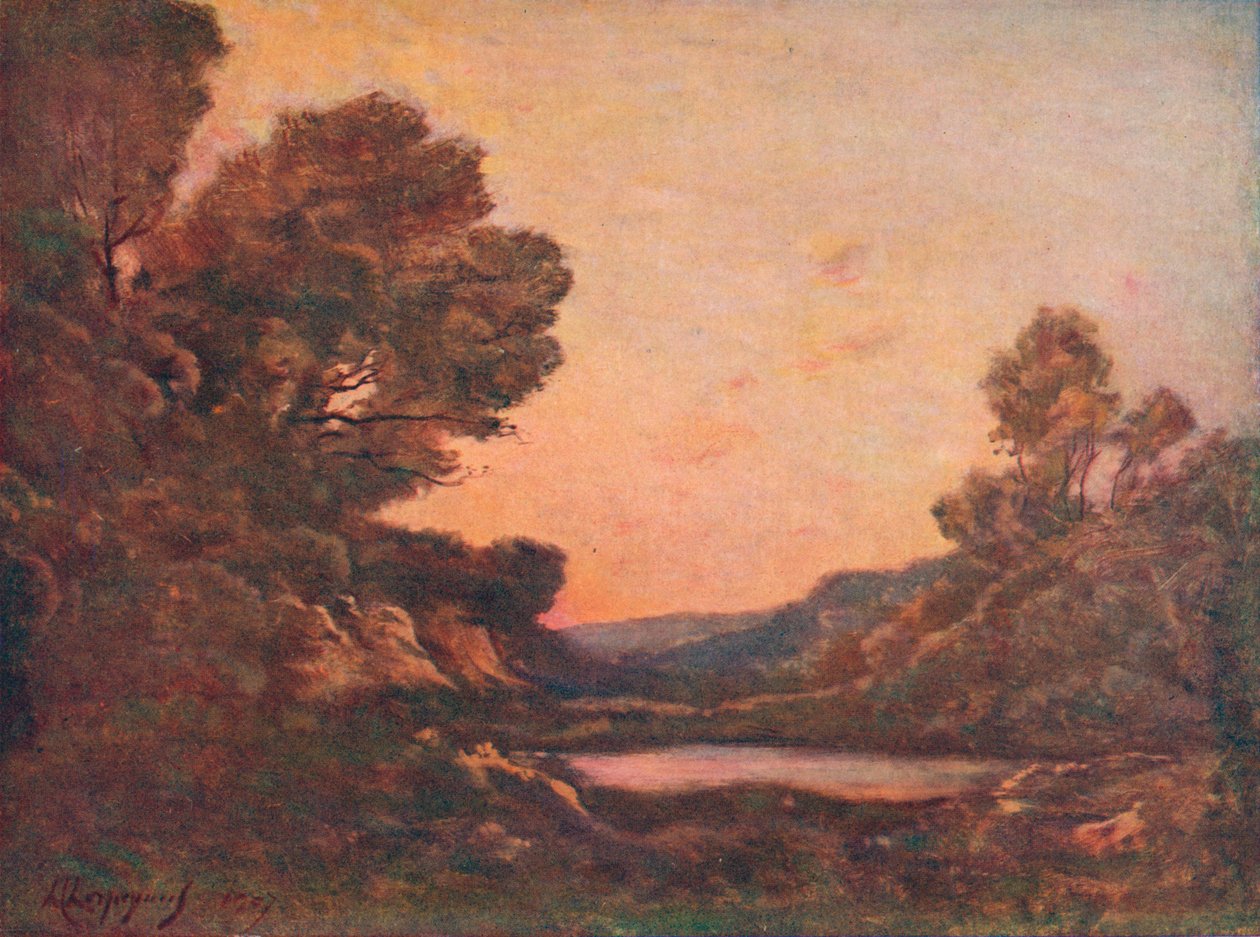 Solnedgang, 1907 av Henri Joseph Harpignies