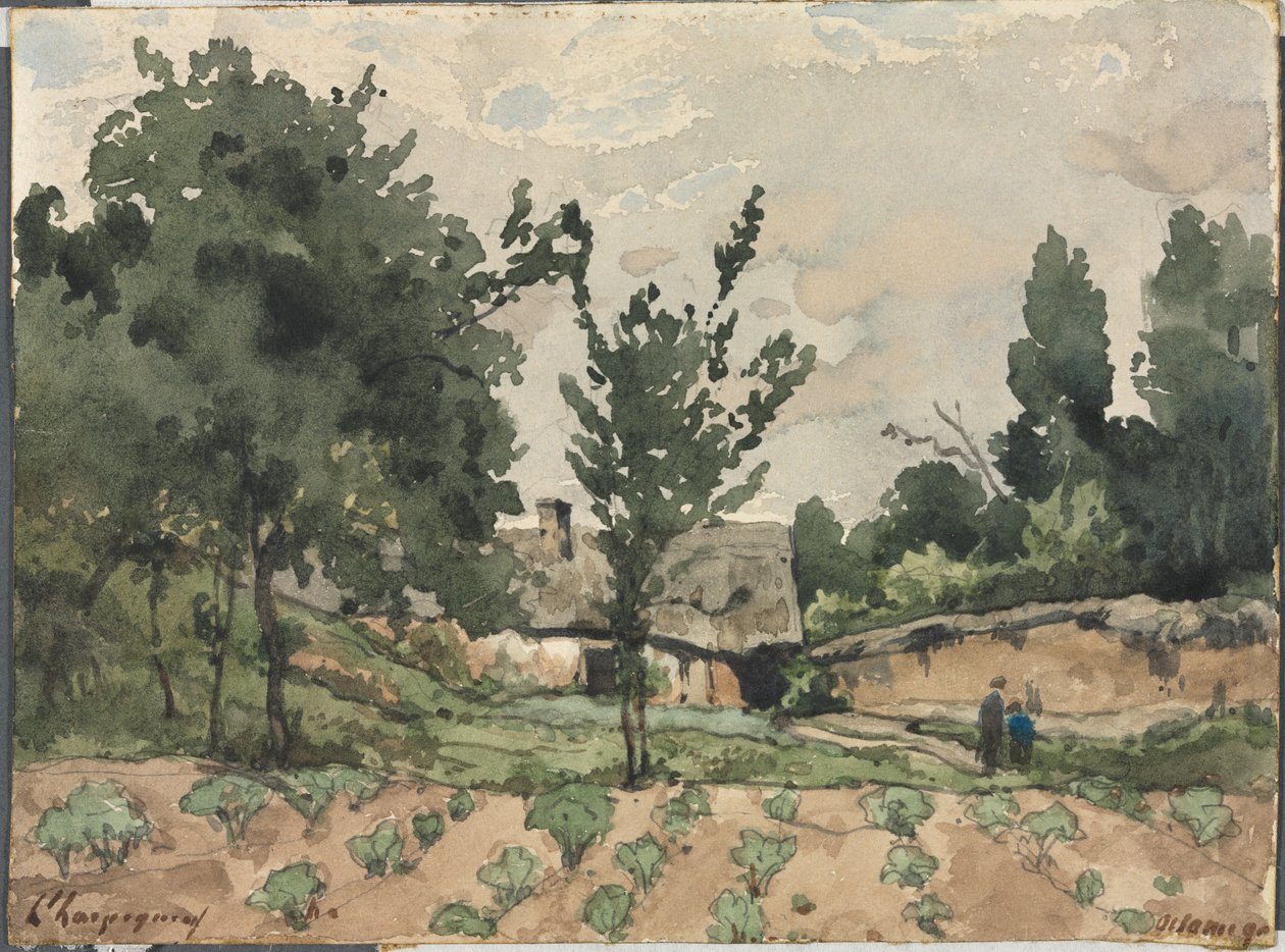 Landskap med våningshus av Henri Joseph Harpignies