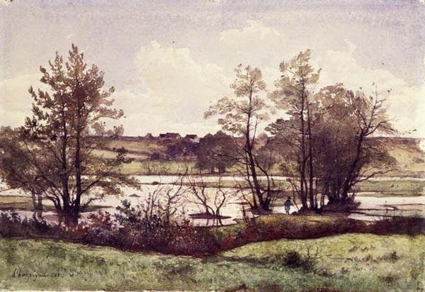 No.0849 The Far Flood, nær St. Prive av Henri Joseph Harpignies