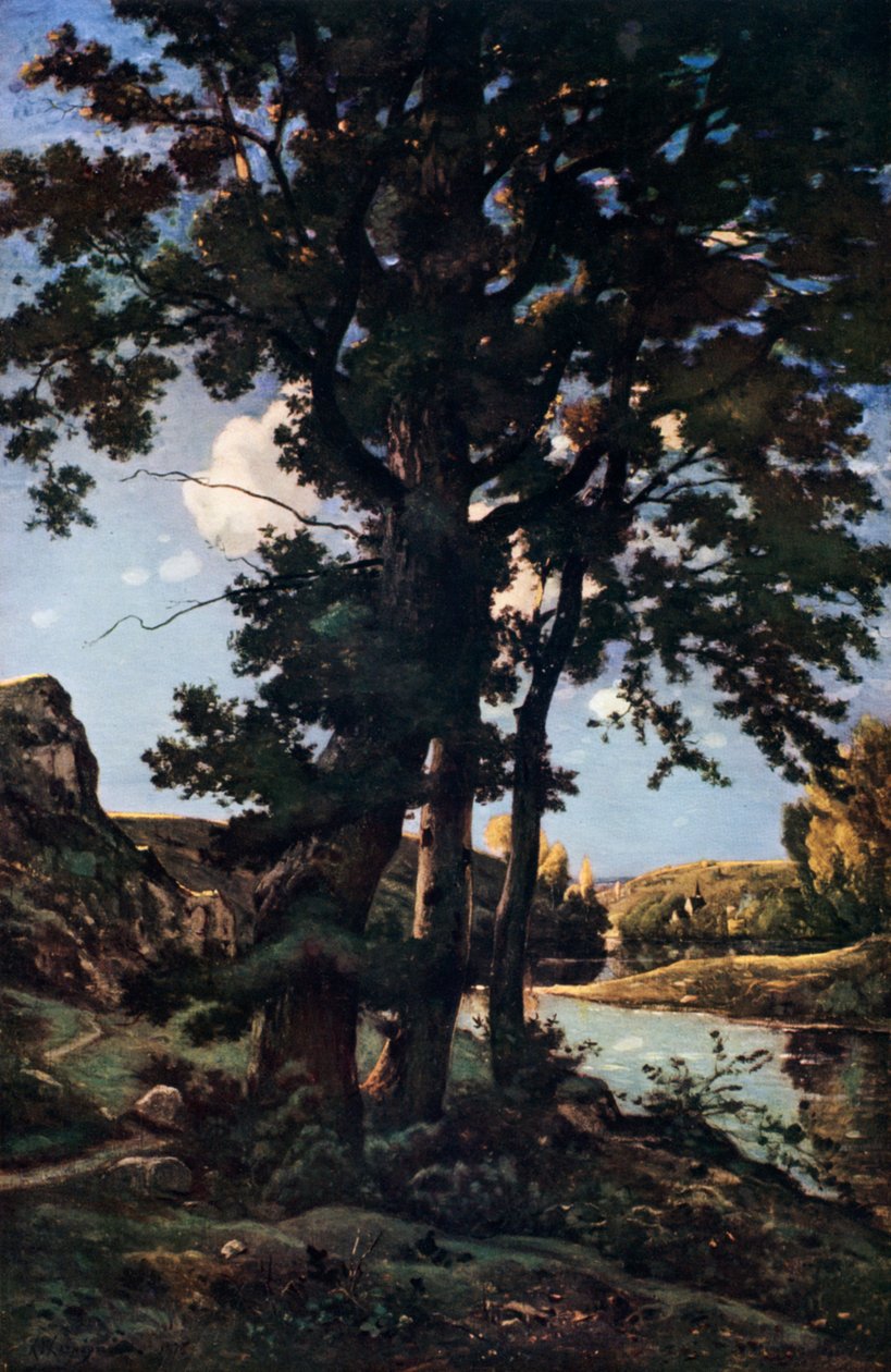 Eiketrær i Chateaunenard, Frankrike, 1926. av Henri Joseph Harpignies