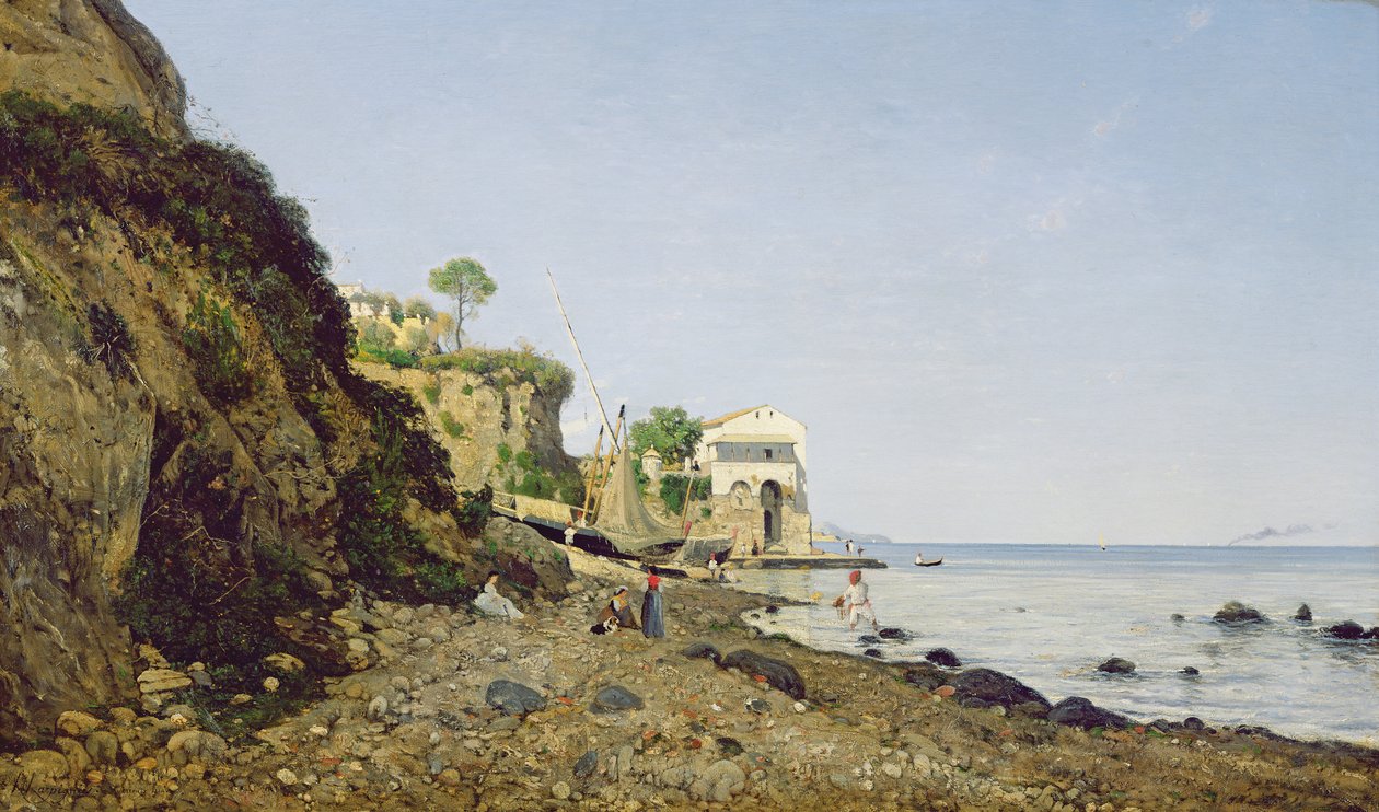 Sjølandskap ved Sorrento, 1859 av Henri Joseph Harpignies