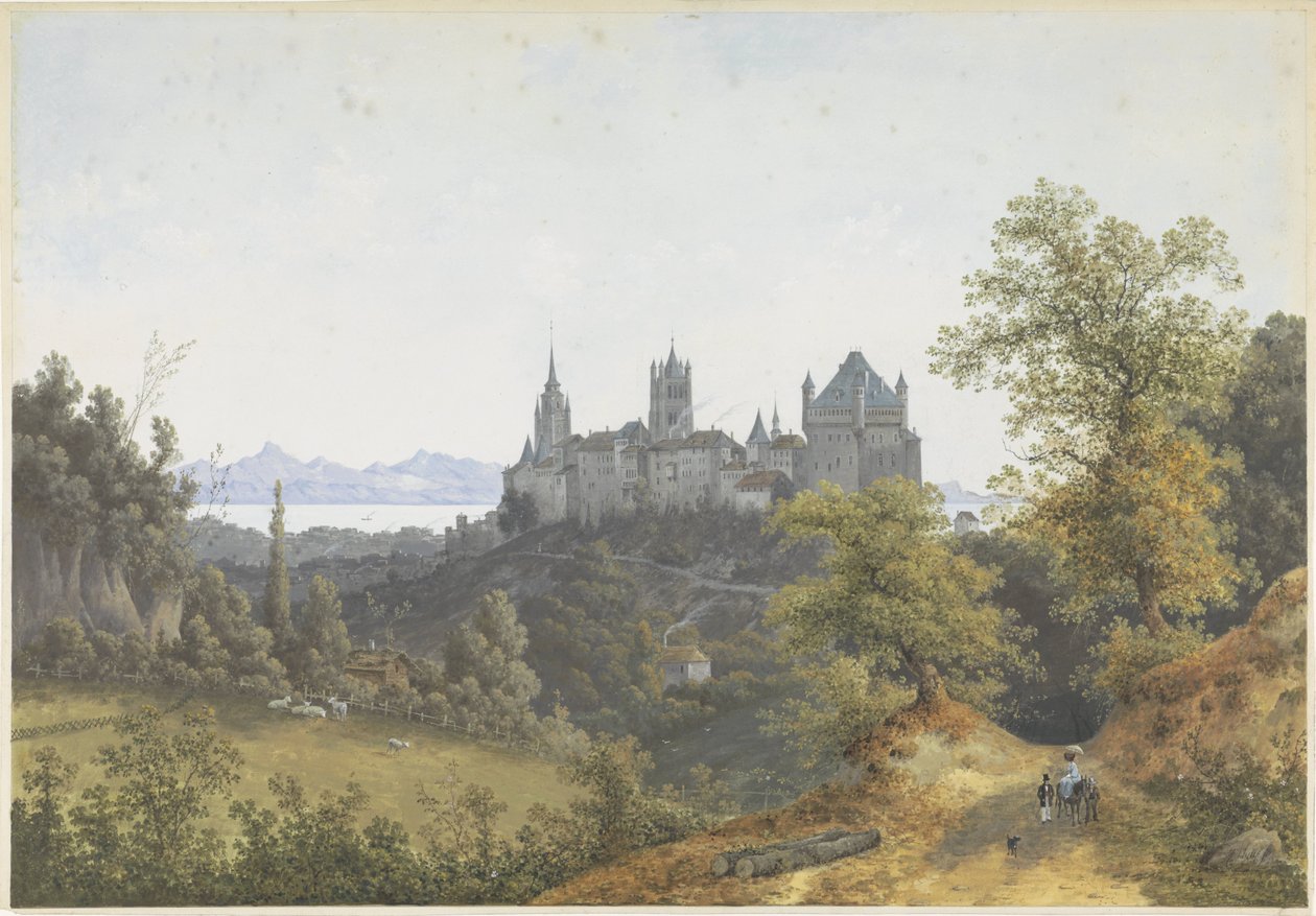 Utsikt over Lausanne, med utsikt over slottet og katedralen av Henri Knip