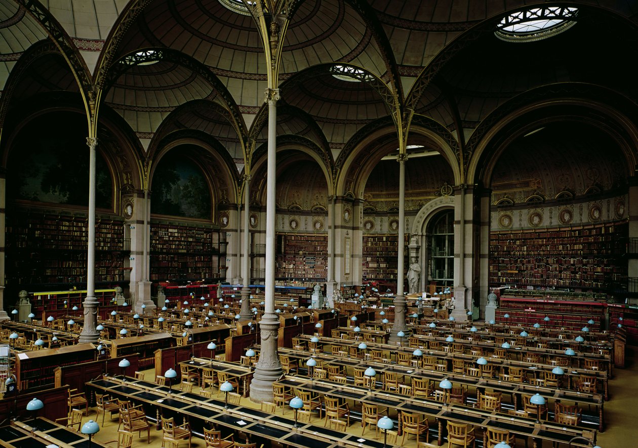 Interiør i Salle des Impressions, 1868 av Henri Labrouste
