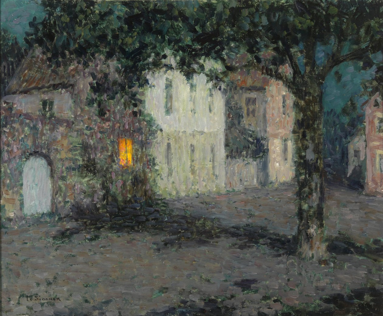 Moonlit City Square i Cherbourg, ca 1934 av Henri Le Sidaner