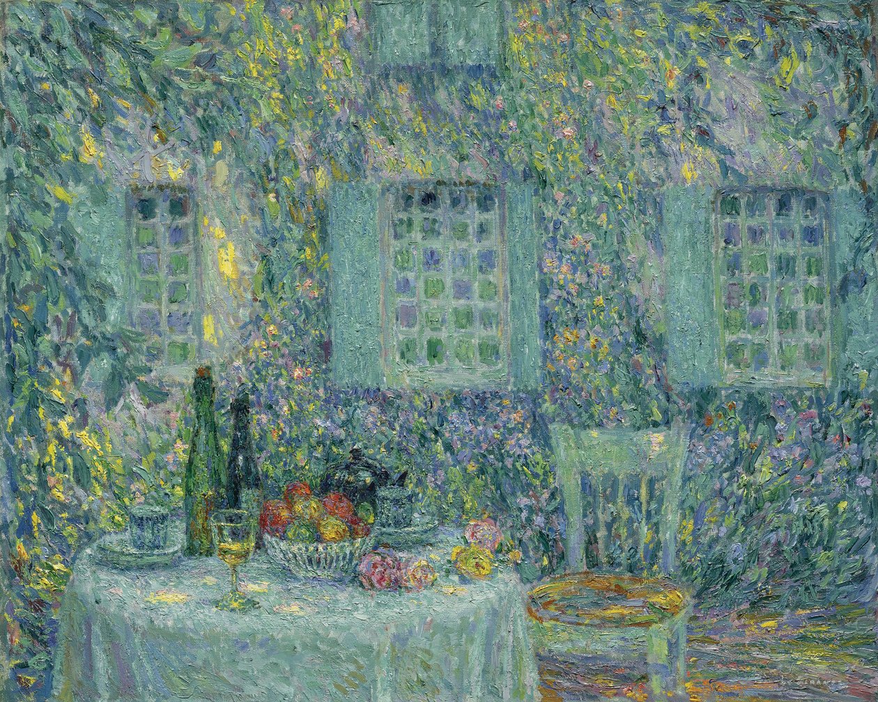 Bordet. Solen på bladene, Gerberoy, 1917 av Henri Le Sidaner