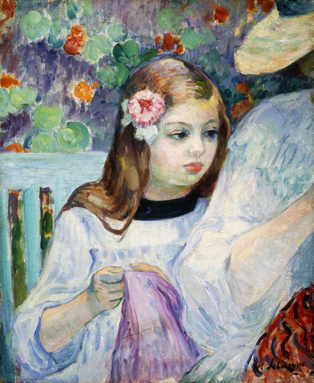En leksjon i klesmakeri; La Lecon de Couture, 1905-1906 av Henri Lebasque
