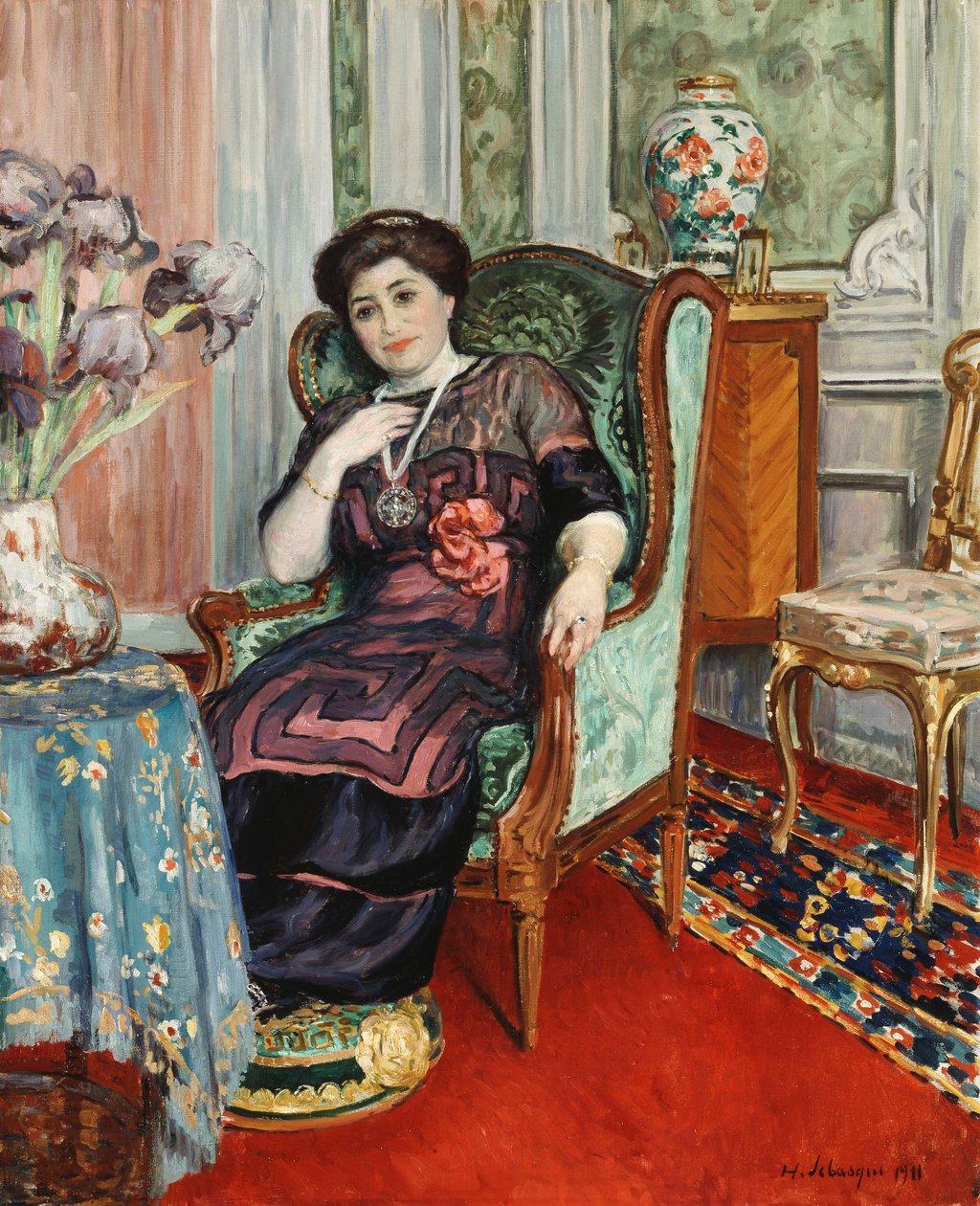 En kvinne som sitter i en stol; Kvinne sitter i en lenestol, 1911 av Henri Lebasque