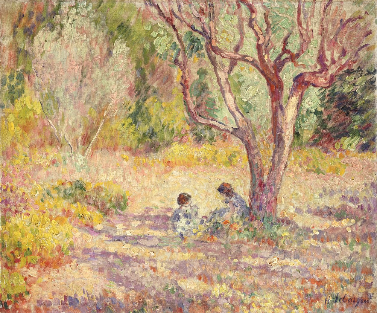 Spill i skyggen av hagen; Spill i skyggen av hagen, ca. 1906-1907 av Henri Lebasque