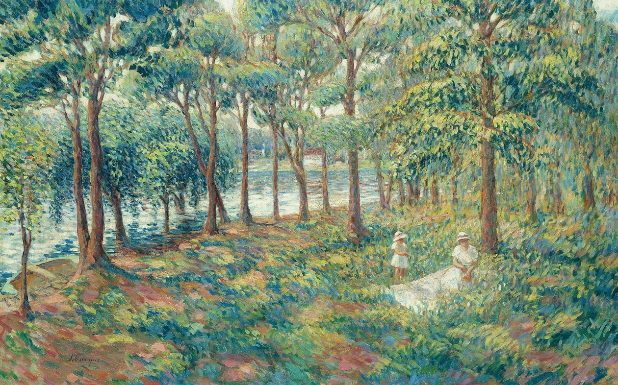 Madame Lebasque og hennes sønn på bredden av Marne, 1899 av Henri Lebasque