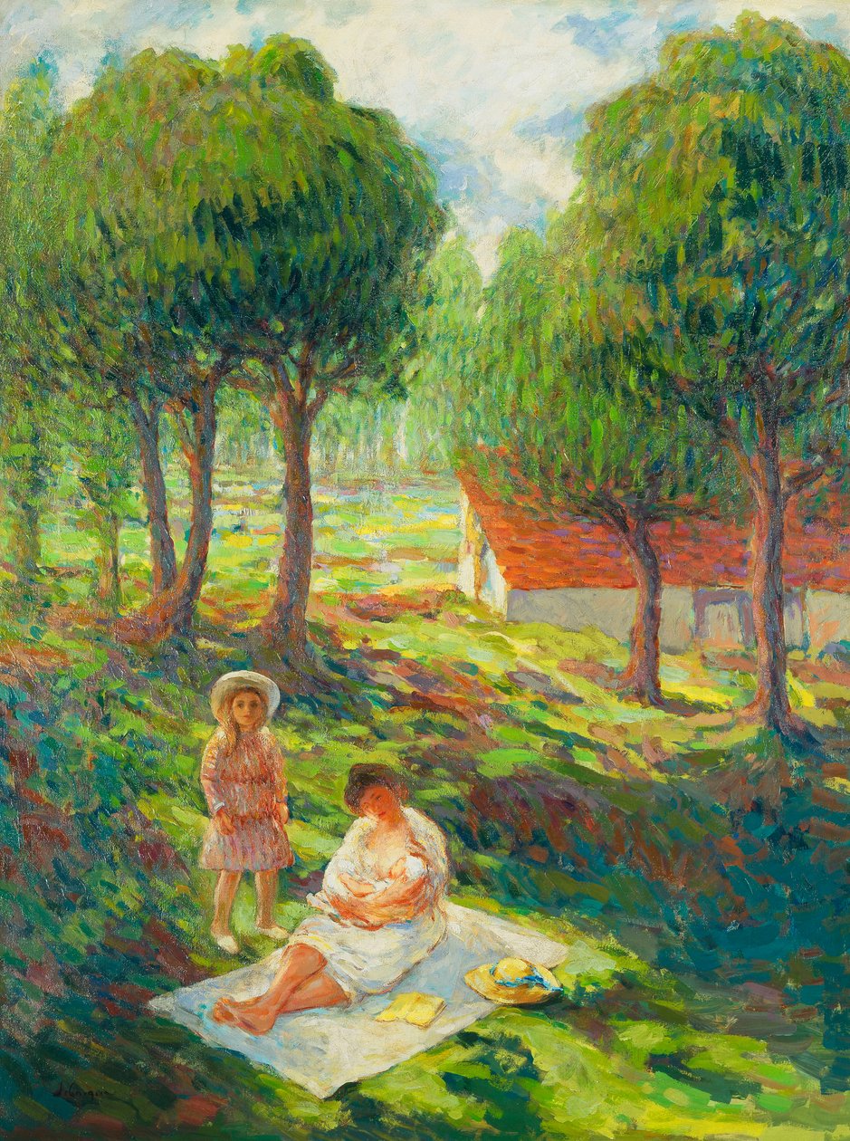 Mor og barn i et landskap; Mor og barn i et landskap, 1900 av Henri Lebasque