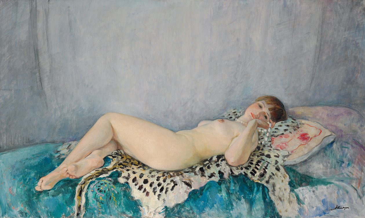 Naken på leopardskinn, Le Cannet, 1926 av Henri Lebasque