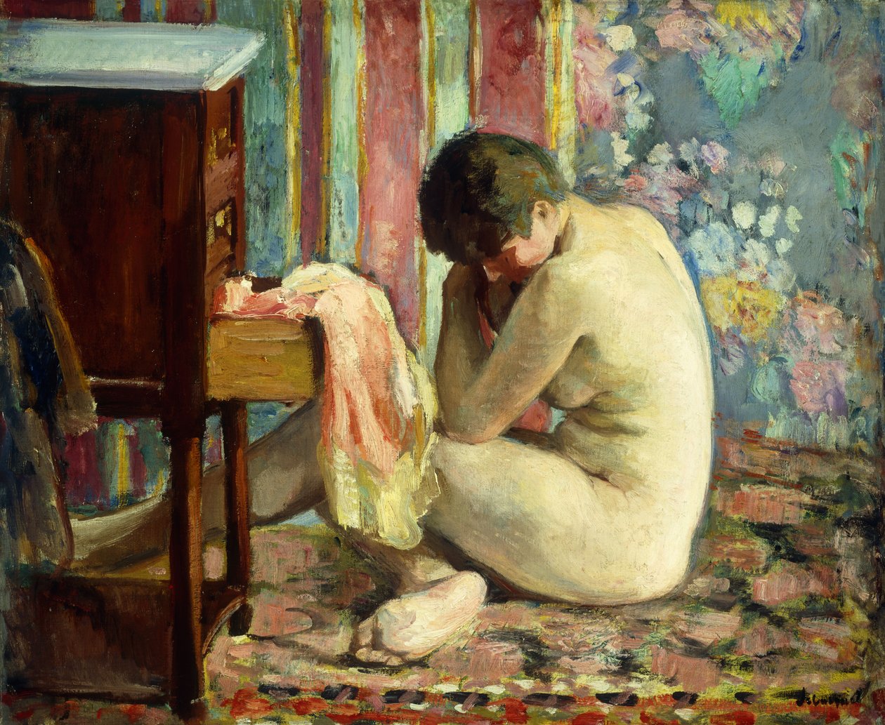 naken med rosa skjorte; Nu a la Chemise Rose, 1926 av Henri Lebasque