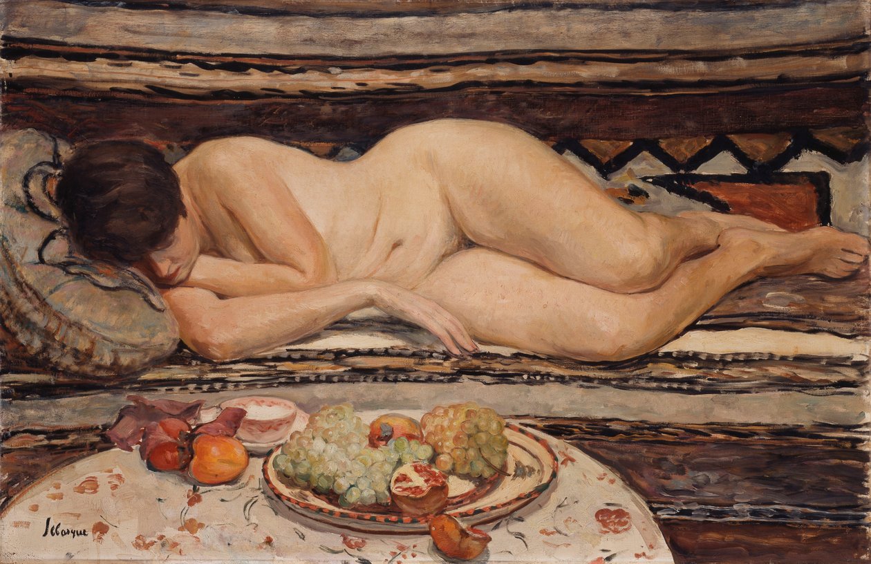Naken med en skål med frukt, av Henri Lebasque