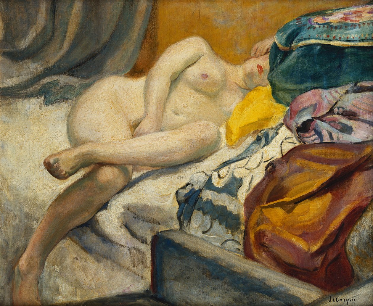 tilbakelent nu; nu sofa E, av Henri Lebasque