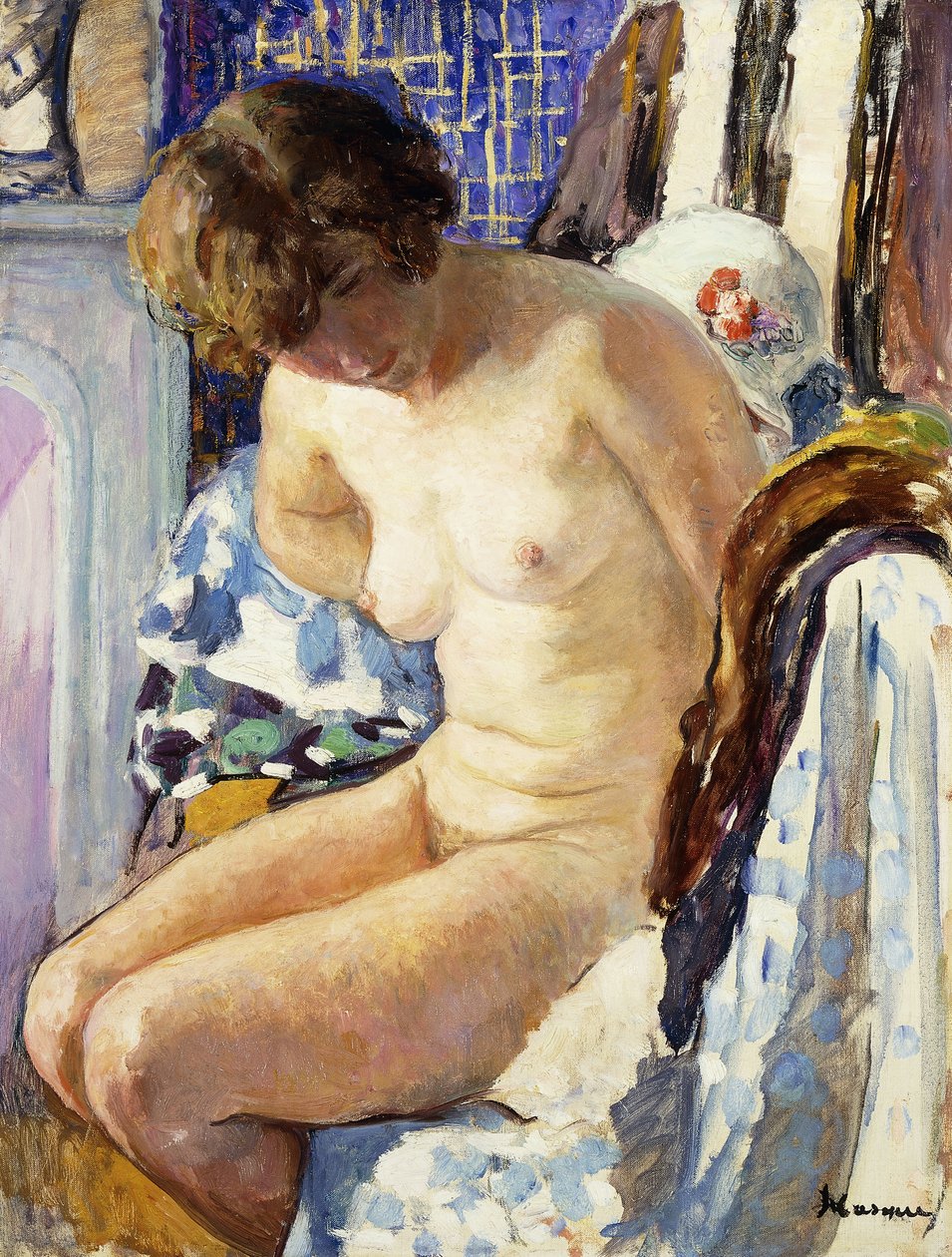 Sittende naken; Nu Assise, av Henri Lebasque