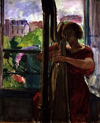 Harpisten (olje på lerret) av Henri Lebasque