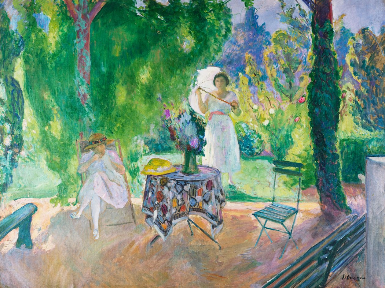 To kvinner i en hage om sommeren, ca. 1923 av Henri Lebasque