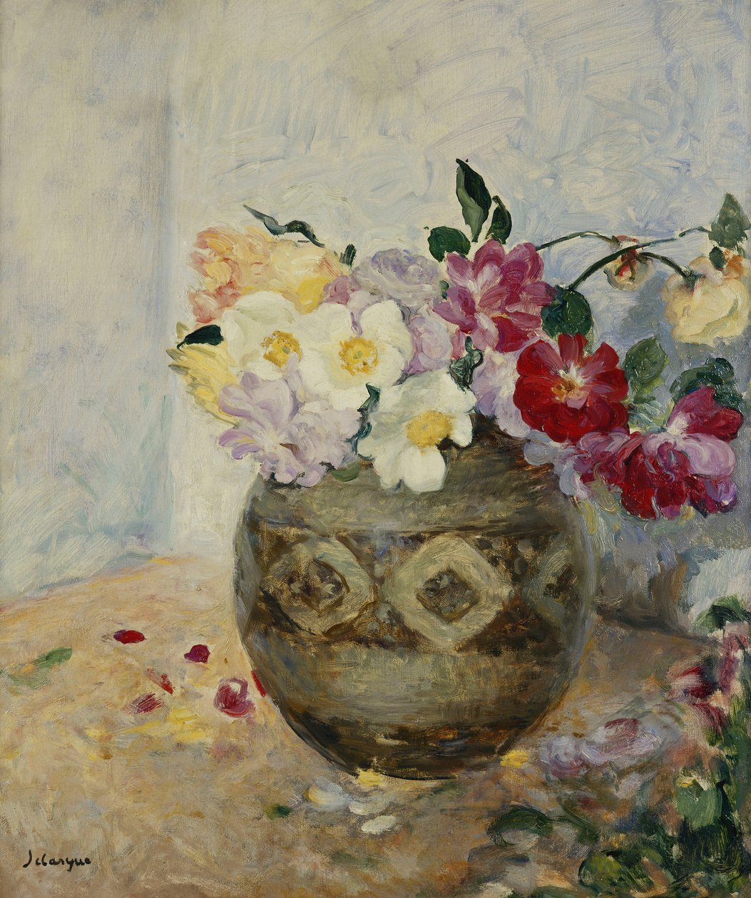 Vase med blomster; Vase med blomster, av Henri Lebasque