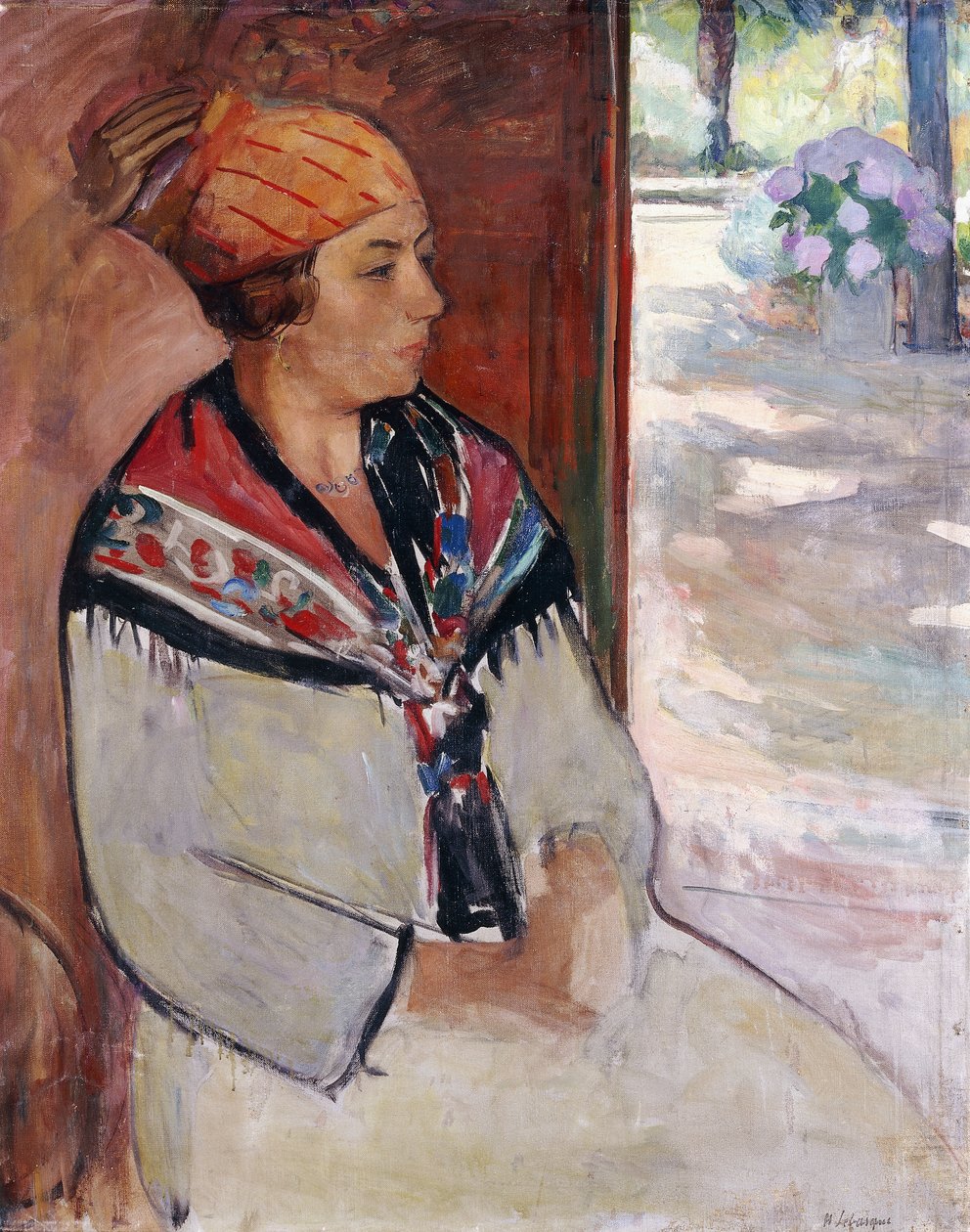 Kvinne i en bandana på Prefailles; Femme au Madras a Prefailles, 1922 av Henri Lebasque