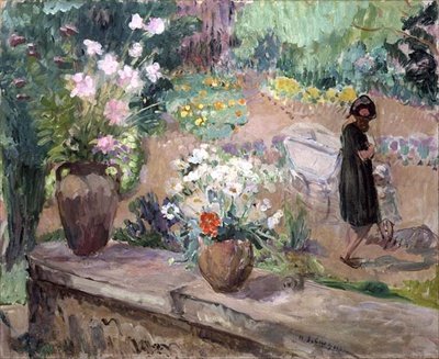 Woman in the Garden (olje på lerret) av Henri Lebasque