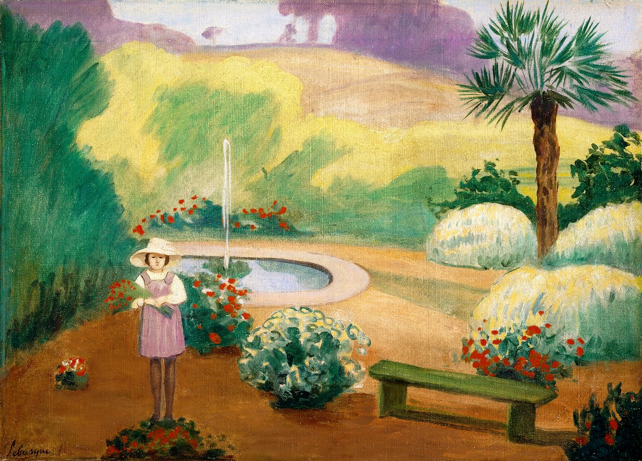 Ung jente nær fontenen, av Henri Lebasque