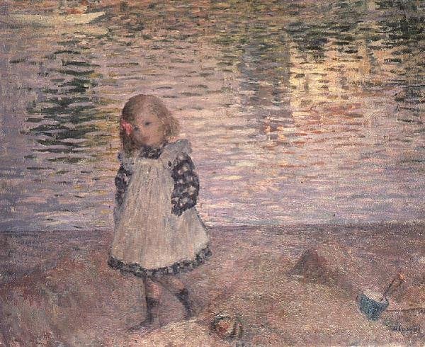 Ung jente på stranden av Henri Lebasque
