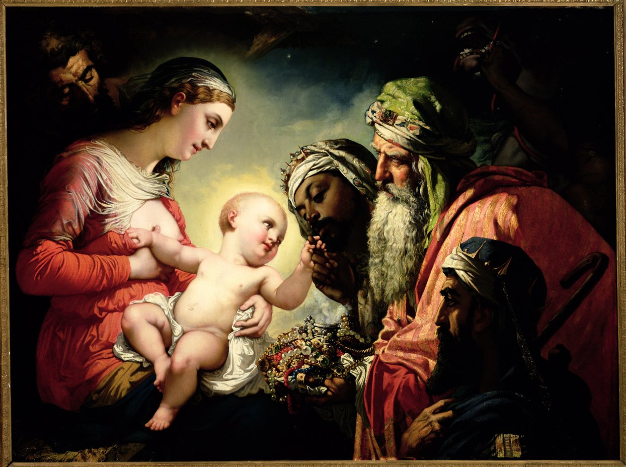 Tilbedelse av magiene, 1854 av Henri Lehmann
