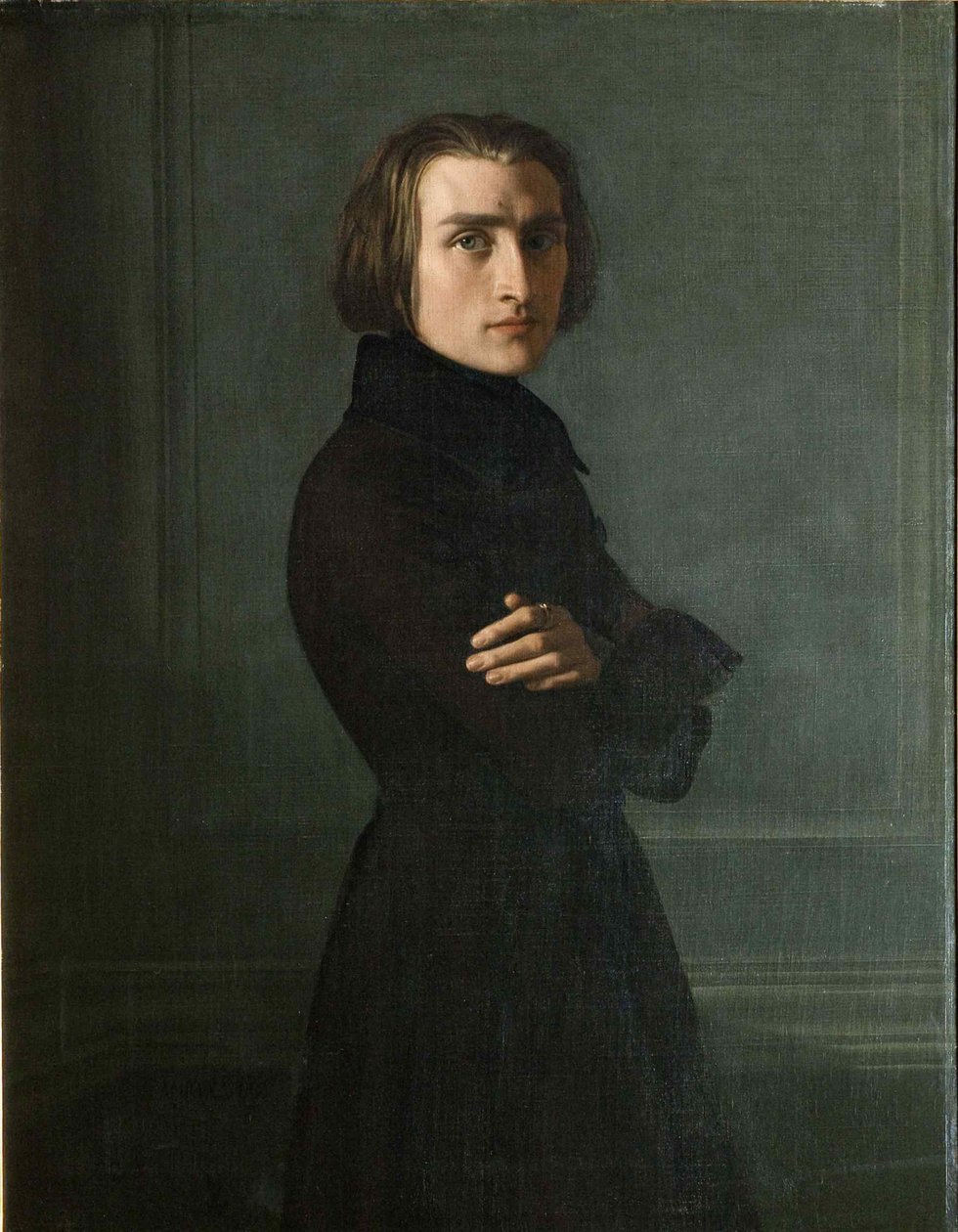 Portrett av komponisten Franz Liszt 1811-1886, 1839. av Henri Lehmann