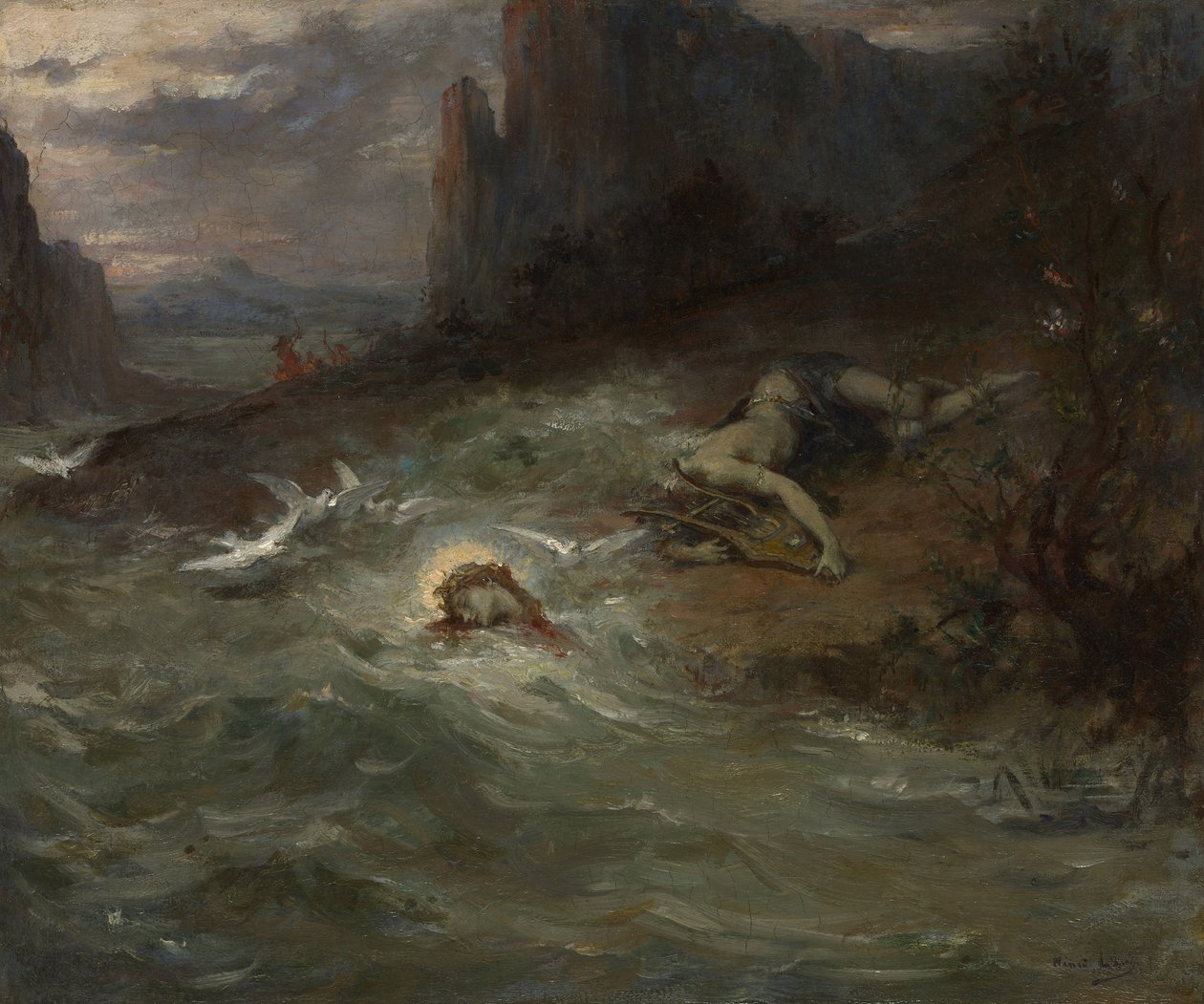 The Death of Orpheus, ca. 1870 (olje på lerret) av Henri Leopold Levy