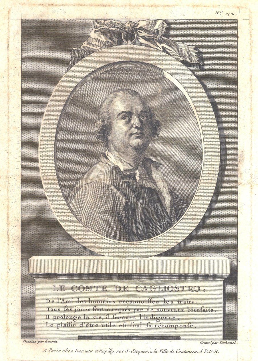Grev Alessandro di Cagliostro 1743-1795, 1781 av Henri Louis Duhamel du Monceau