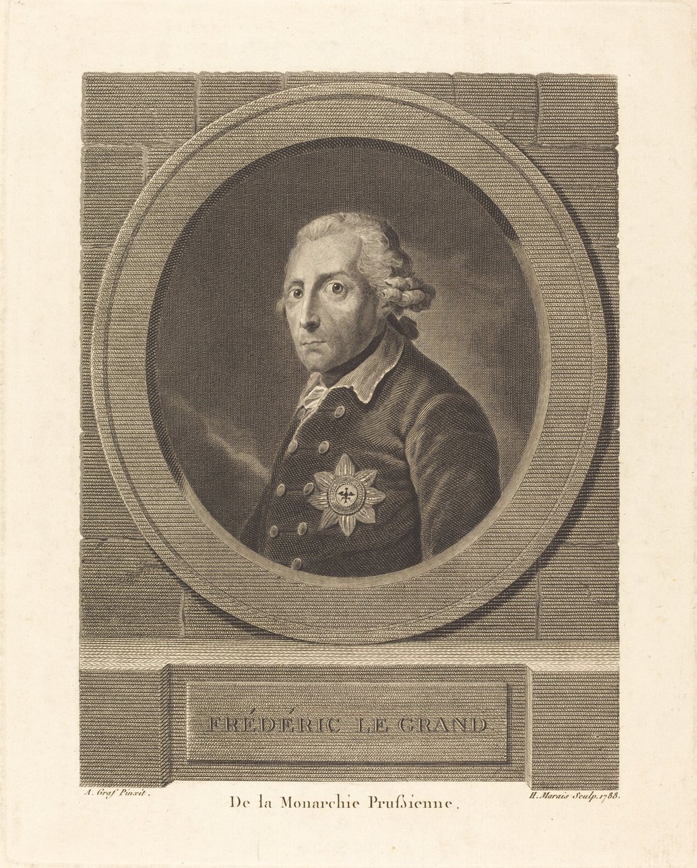 Fredrik den store, konge av Preussen av Henri Marais after Anton Graff