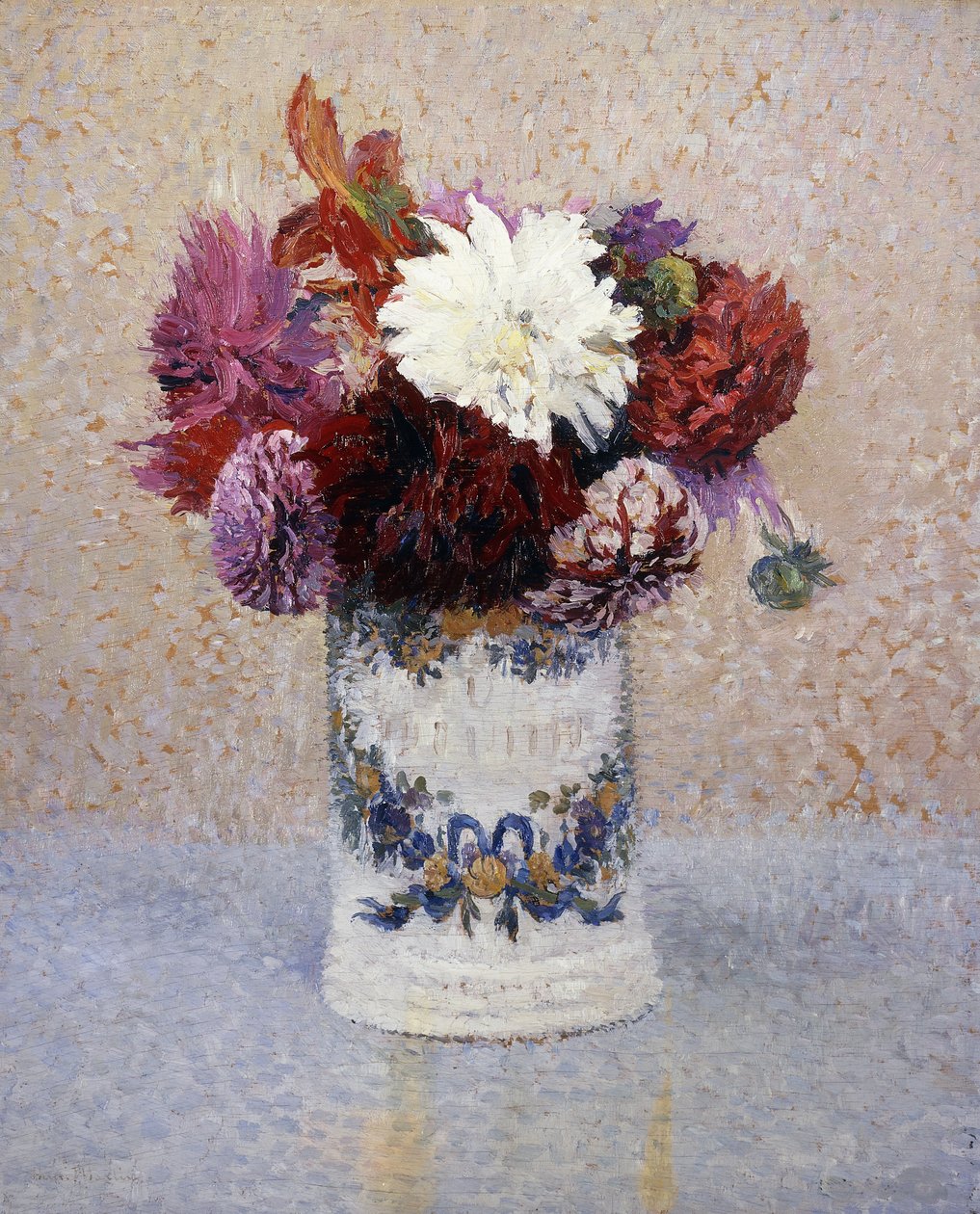 En bukett med georginer, av Henri Martin